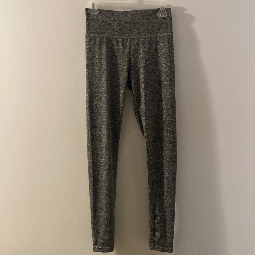 YUNA Grey & Black Active Criss-Cross Back Detail High-Waisted Leggings